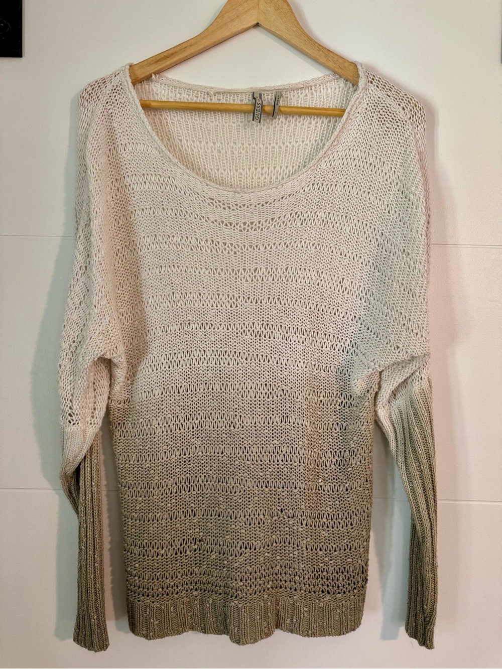 Guess Light Beige Ombre Open-Knit Women's Sweater
